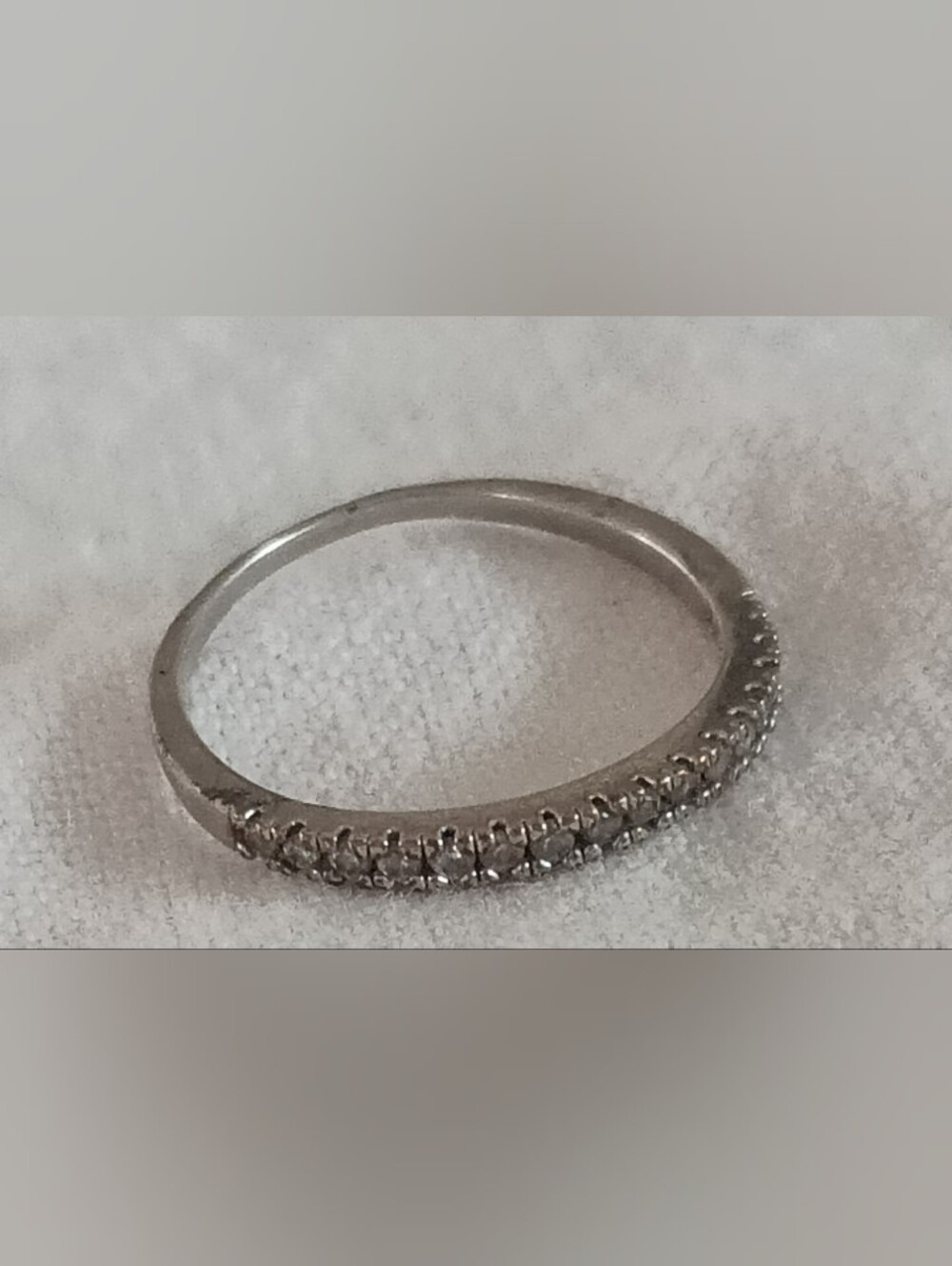 Delicate Silver Pavé Stackable Ring - White/Silver